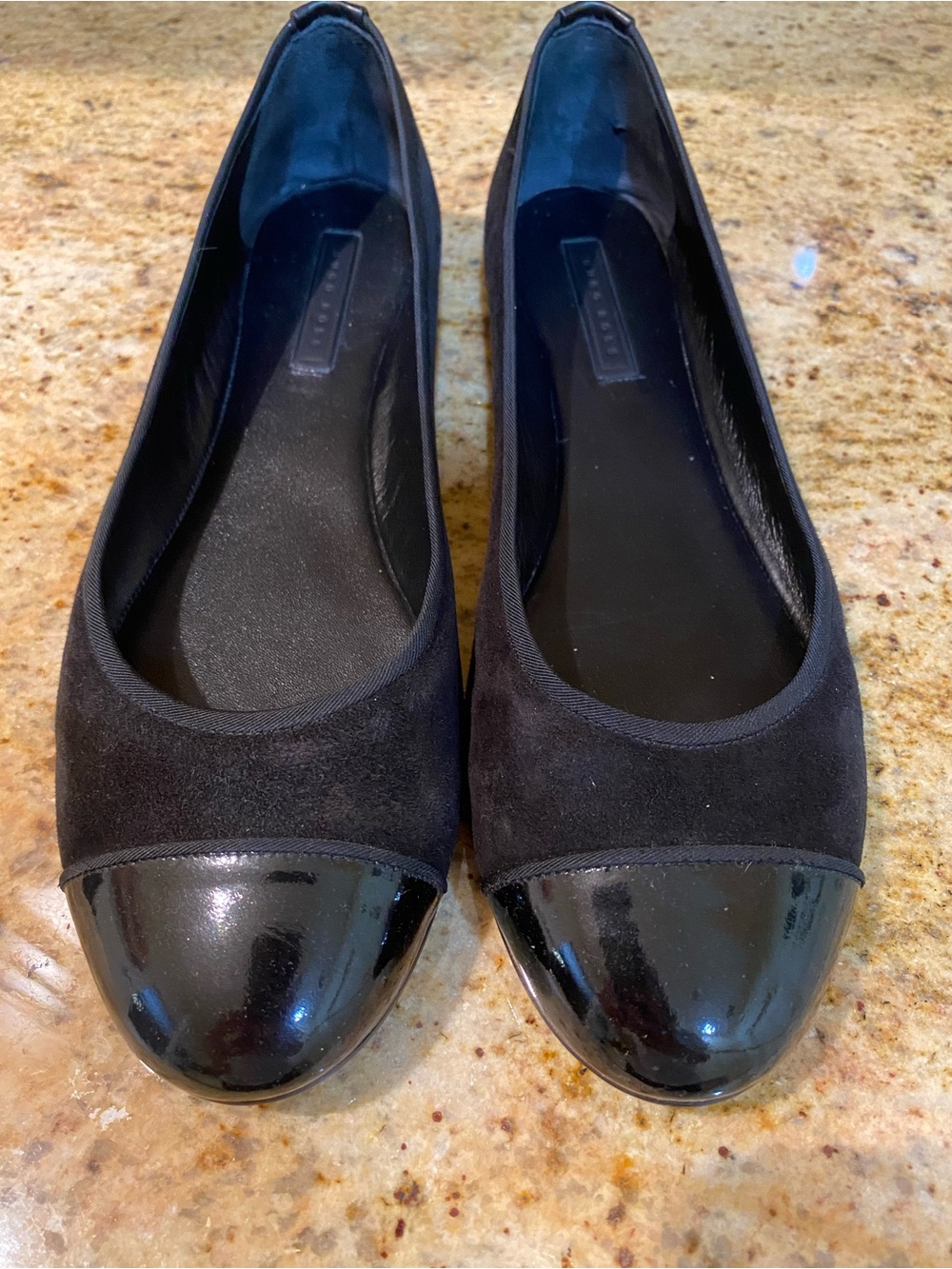 Black Women's Cap-Toe Ballet Flats